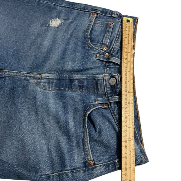 Levis 501 Womens Jeans Size 28 Button Fly Straight Medium Wash Distressed Denim - Picture 10 of 12